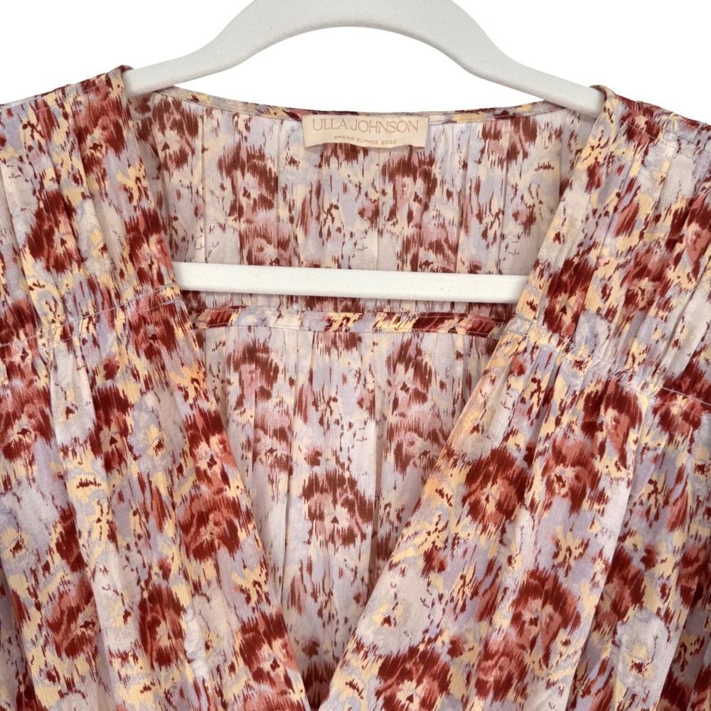 Ulla Johnson Silk Floral Ruffle Midi Dress Sz 14 Ethereal Summer Wedding Luxe - Picture 5 of 16